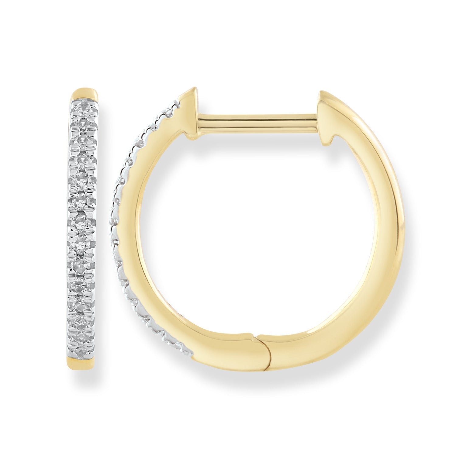 Huggie Earrings with 0.08ct Diamonds in 9ct Yellow Gold