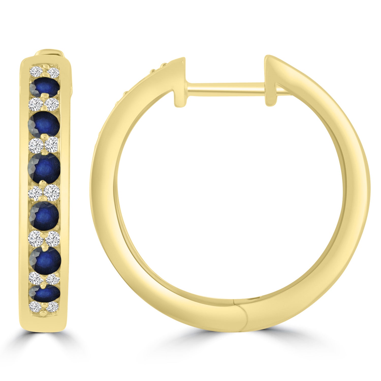 Diamond Sapphire Earrings with 0.10ct Diamonds in 9ct Yellow Gold - E-16484BS-012-Y