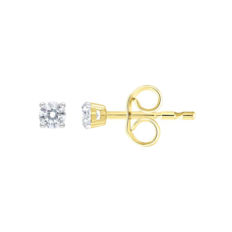 9ct Yellow Gold 0.10ct Diamond Claw Stud Earrings