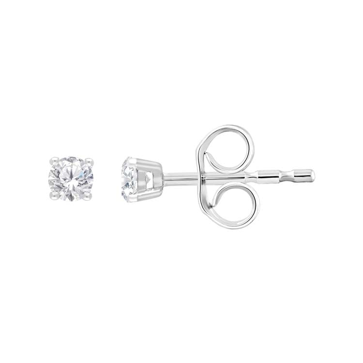 9ct White Gold 0.15ct Diamond Claw Stud Earrings