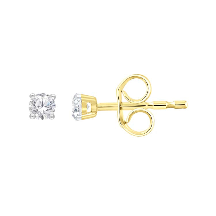 9ct Yellow Gold 0.15ct Diamond Claw Stud Earrings