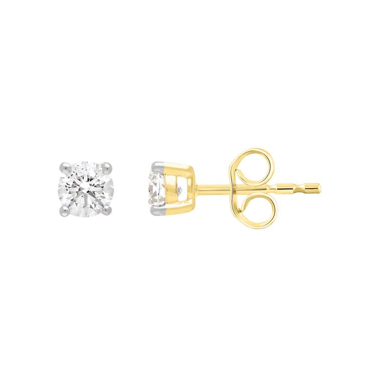 9ct Yellow Gold 0.20ct Diamond Claw Stud Earrings
