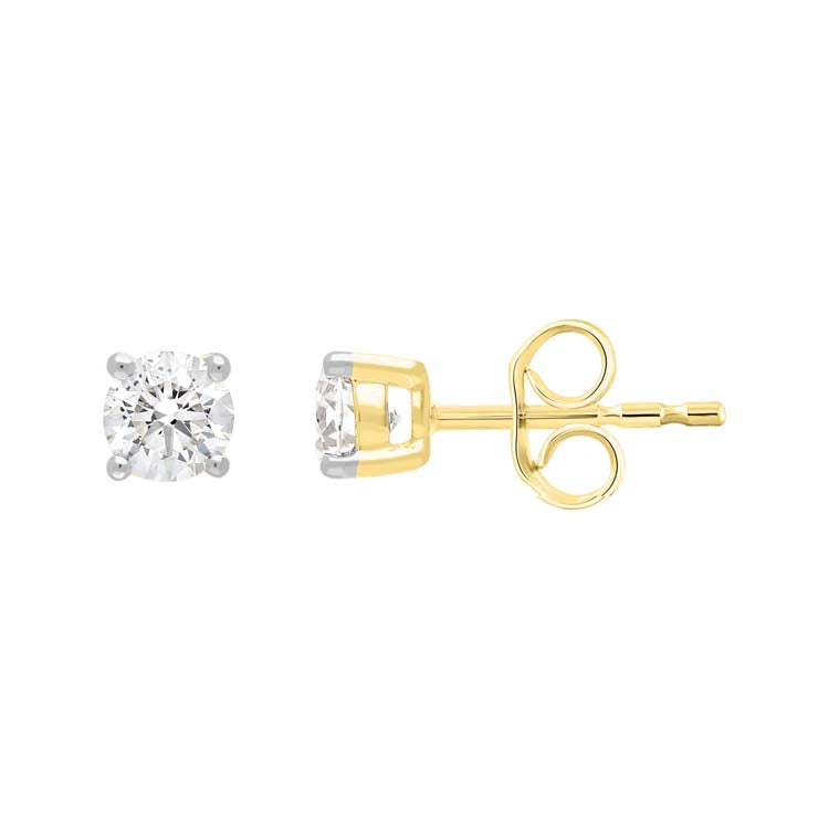 9ct Yellow Gold 0.25ct Diamond Claw Stud Earrings