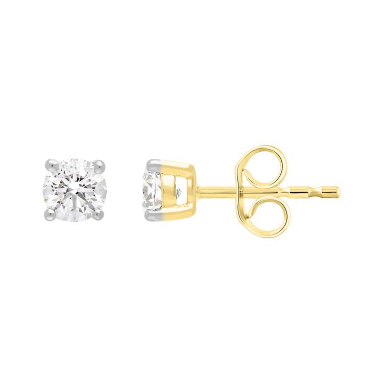 9ct Yellow Gold 0.30ct Diamond Claw Stud Earrings
