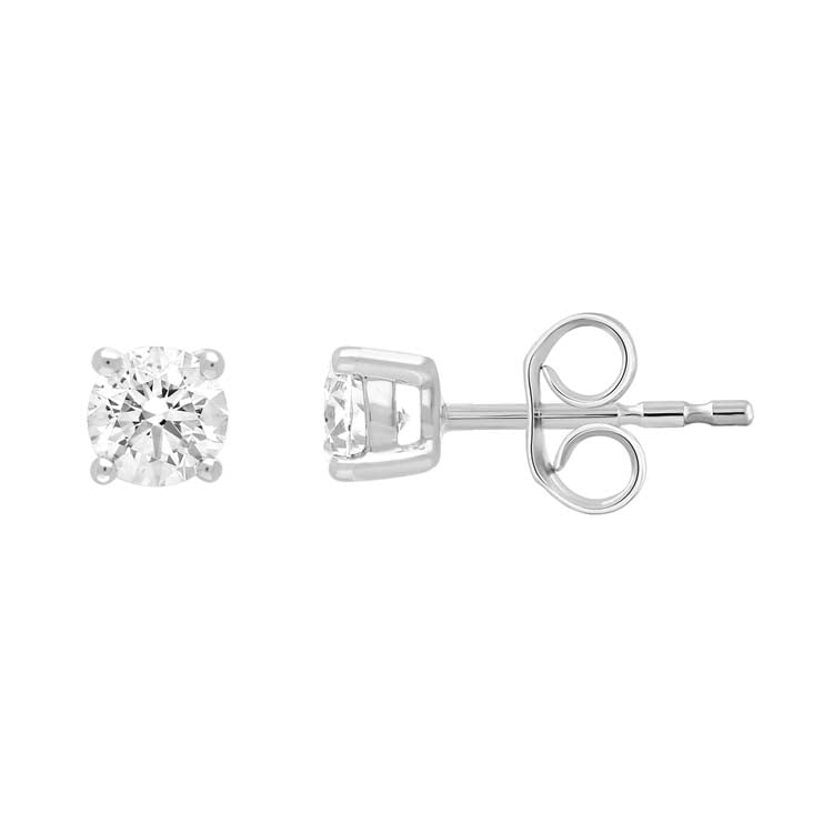 9ct White Gold 0.50ct Diamond Claw Stud Earrings