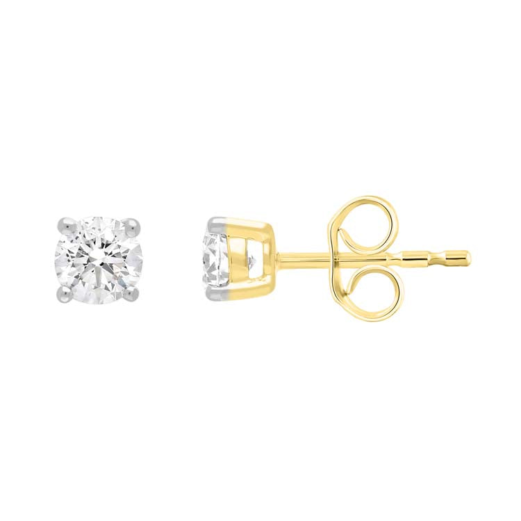 9ct Yellow Gold 0.50ct Diamond Claw Stud Earrings