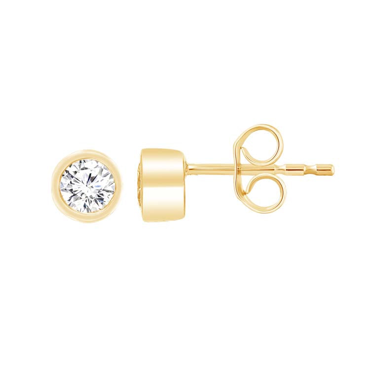 9ct Yellow Gold 0.20ct Diamond Bezel Stud Earrings