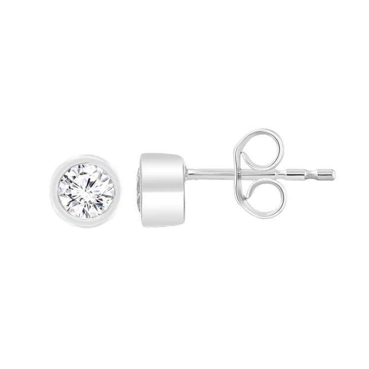 9ct White Gold 0.25ct Diamond Bezel Stud Earrings