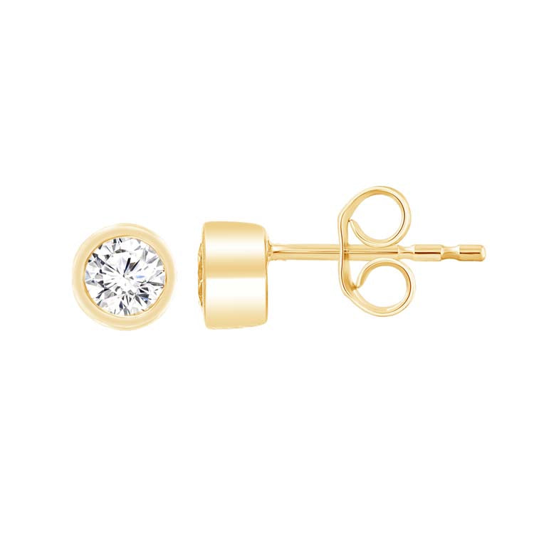 9ct Yellow Gold 0.25ct Diamond Bezel Stud Earrings