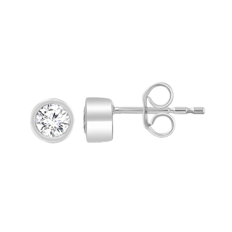 9ct White Gold 0.30ct Diamond Bezel Stud Earrings