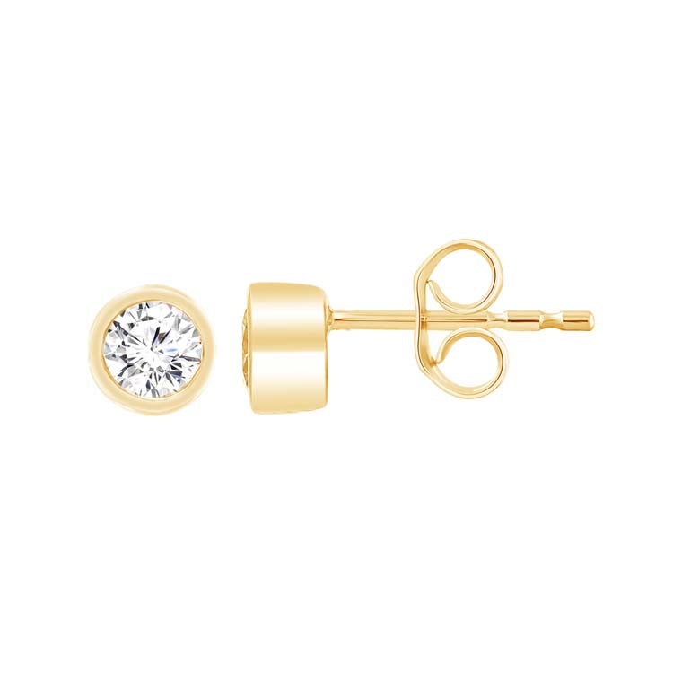 9ct Yellow Gold 0.30ct Diamond Bezel Stud Earrings