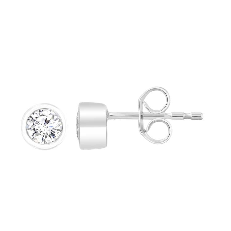 9ct White Gold 0.50ct Diamond Bezel Stud Earrings