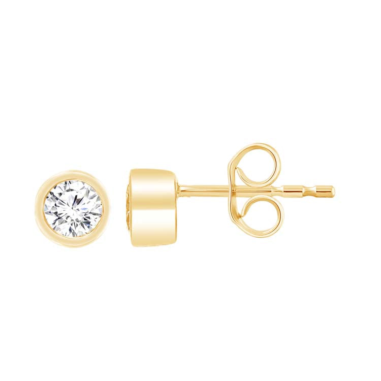 9ct Yellow Gold 0.50ct Diamond Bezel Stud Earrings