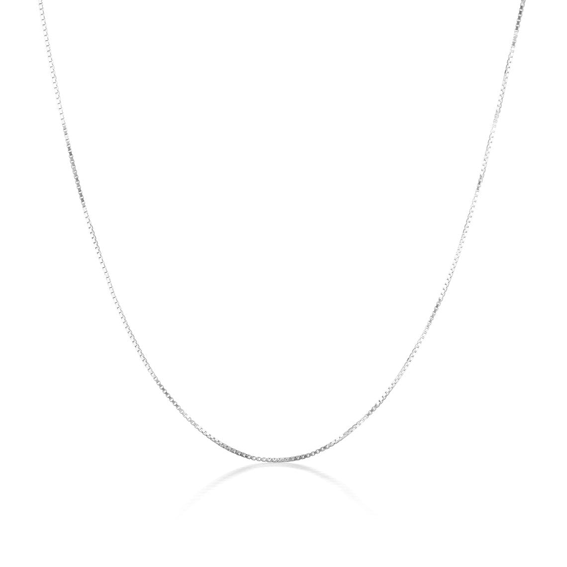 White Gold 0.5mm Box Chain 42+3cm Extension in 9ct