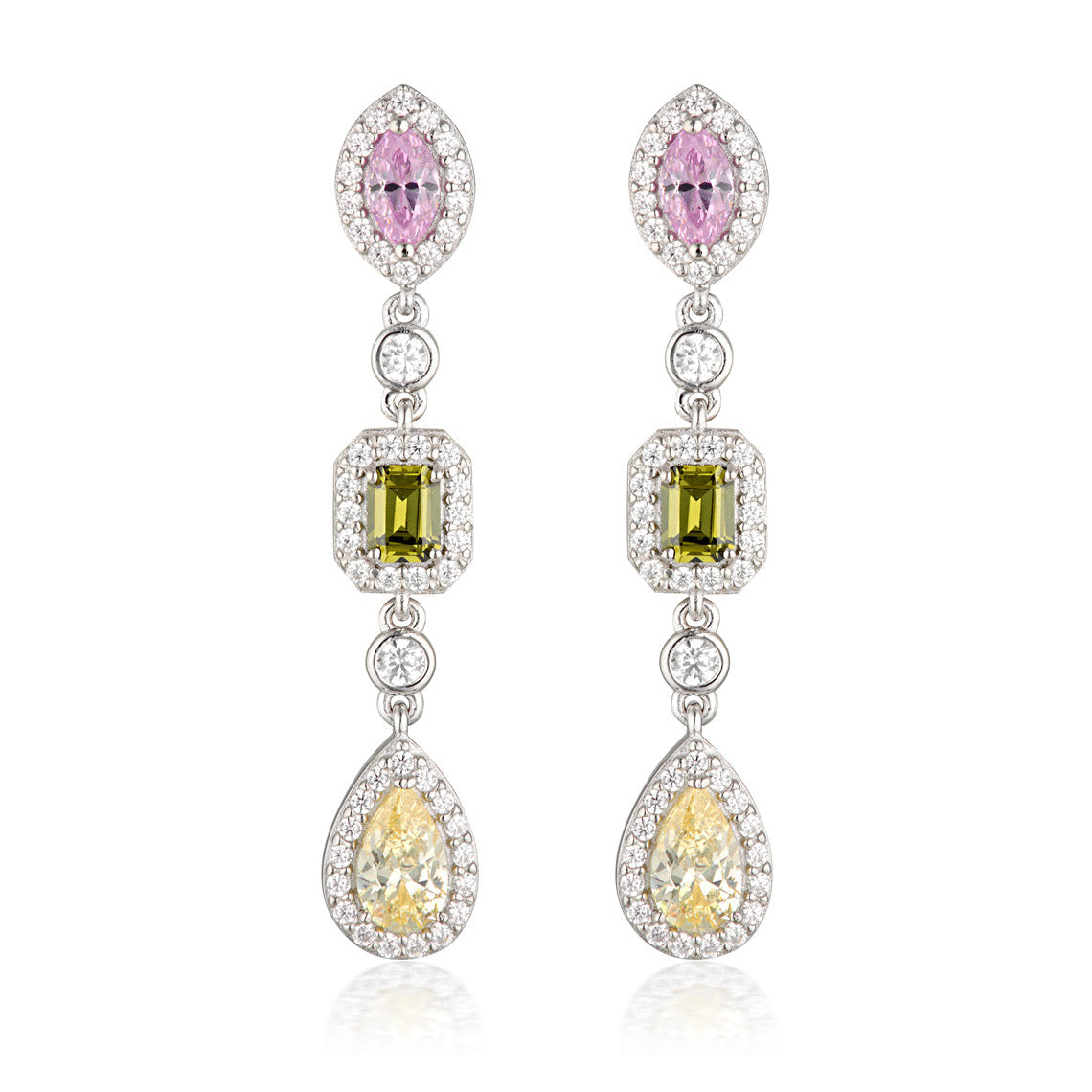 Summer Sorbet Pina Colada Multi Coloured Earrings Silver