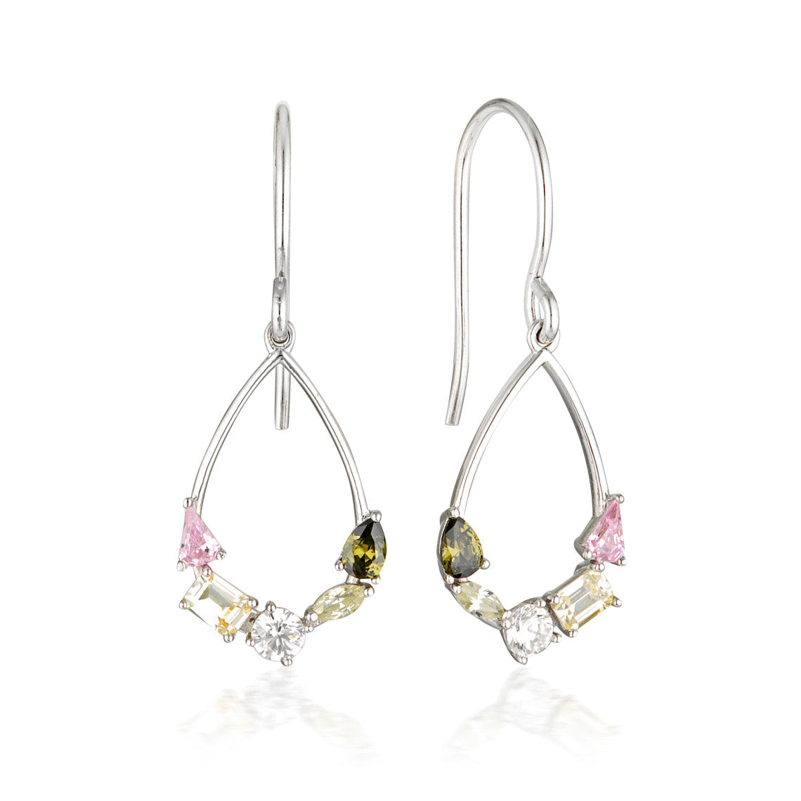 Summer Sorbet Confetti Charm Multi Coloured Earrings Silver