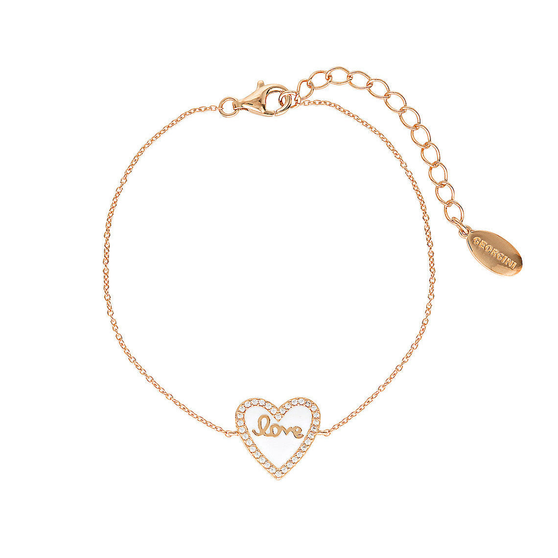 Reflection Enamel Love Heart Bracelet Rose Gold