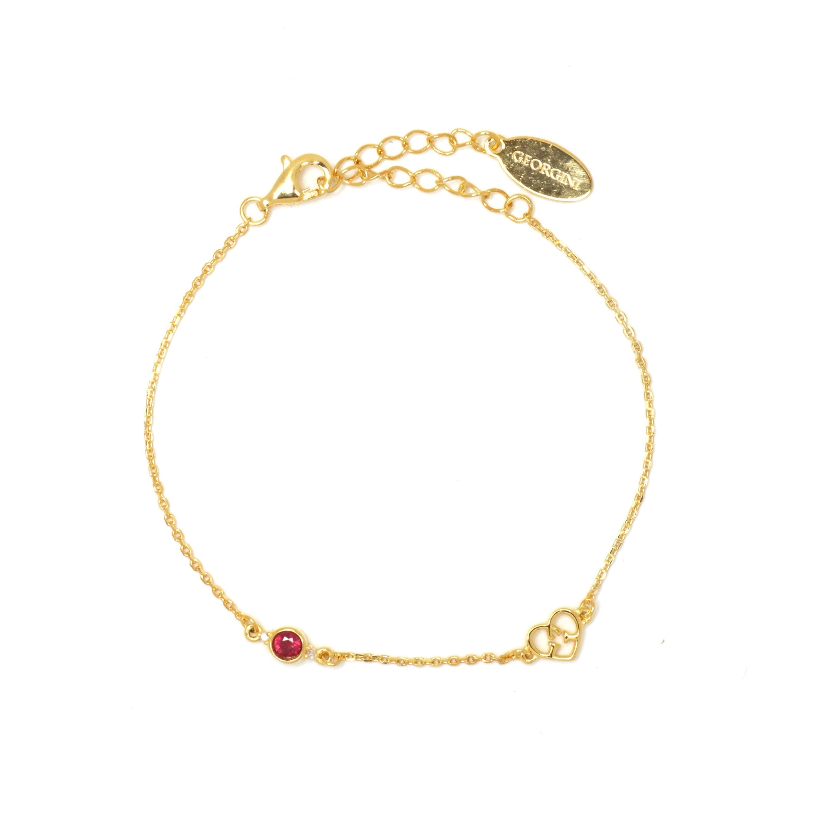 Diamonds by Georgini Natural Ruby and Two Natural Diamond July Bracelet Gold