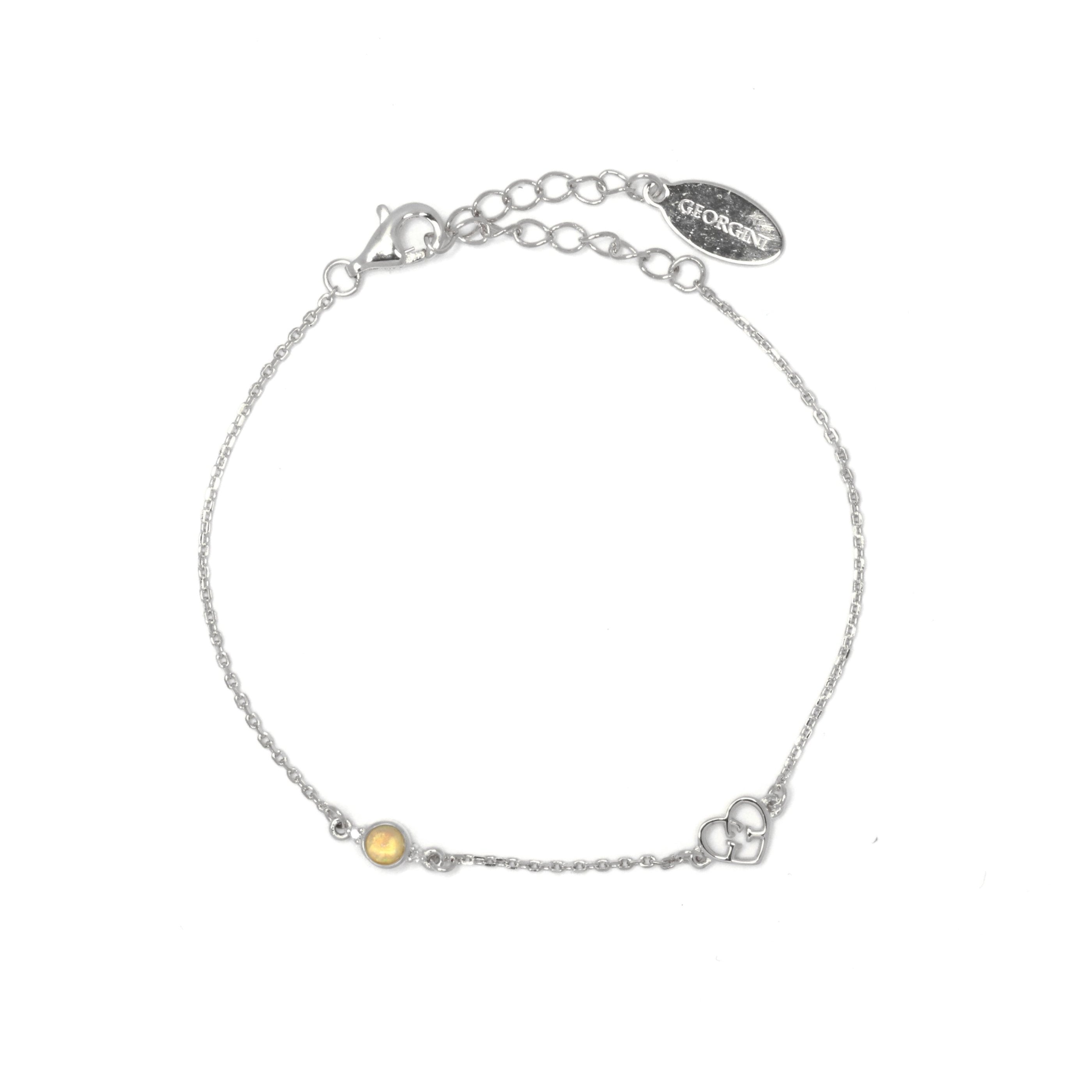 Diamonds by Georgini Natural Opal and Two Natural Diamond October Bracelet Silver