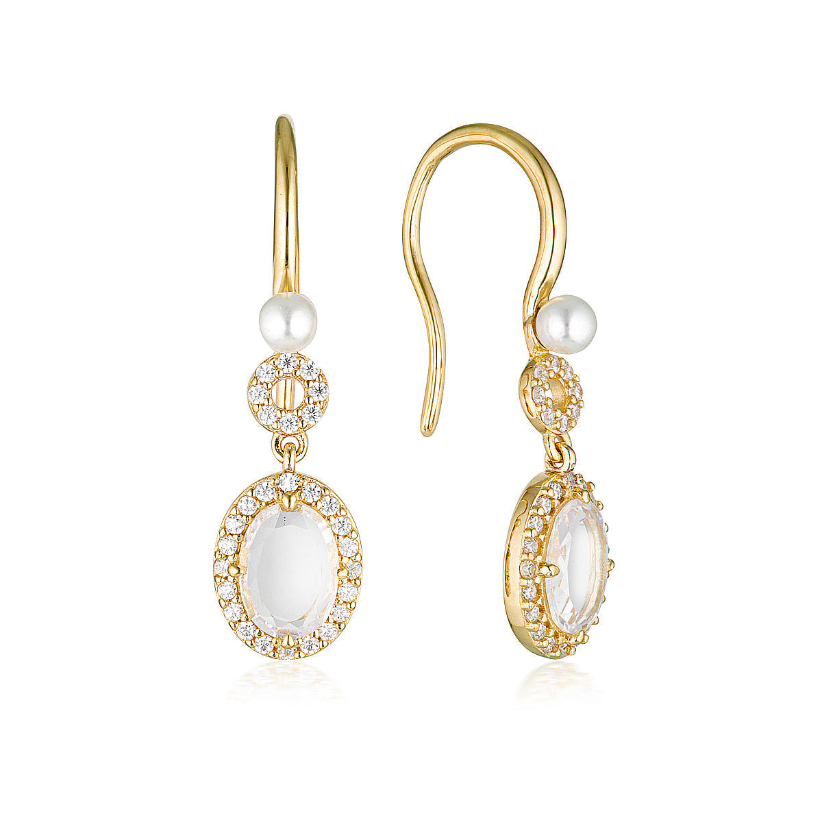 Noel Nights Sliced Stone Pearl Drop Earrings Gold