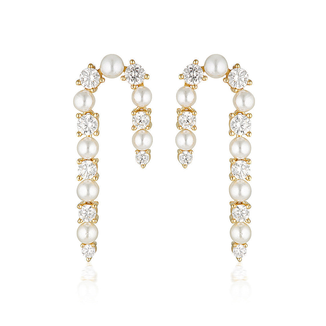 Noel Nights Candy Cane Pearl Earrings Gold