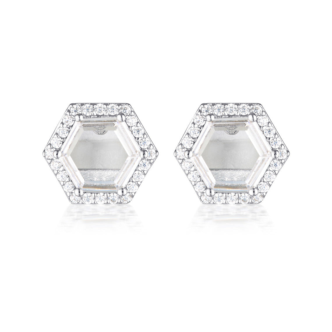 Hexagon Earrings Silver