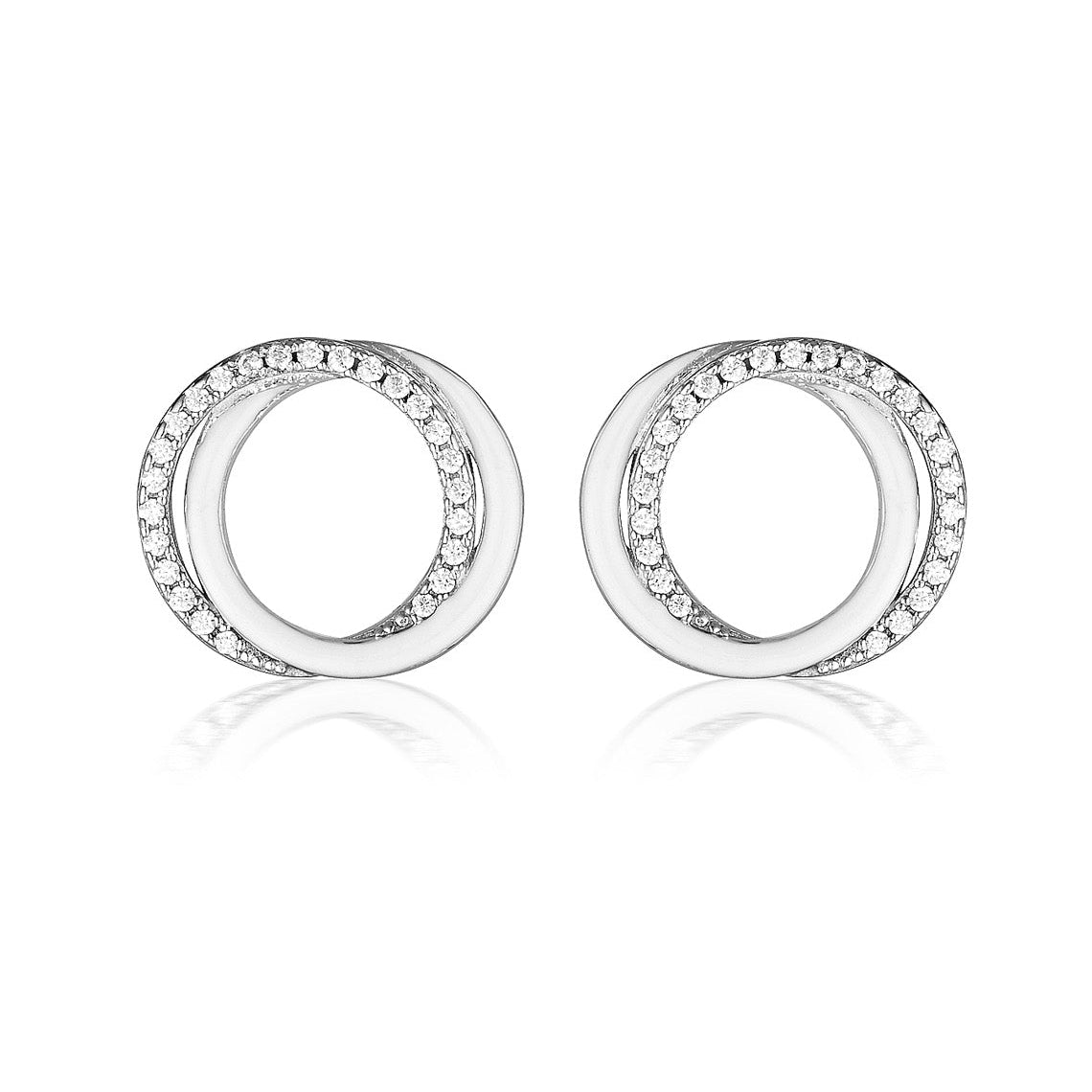 Reflection Circles Earring Silver & White Enamel