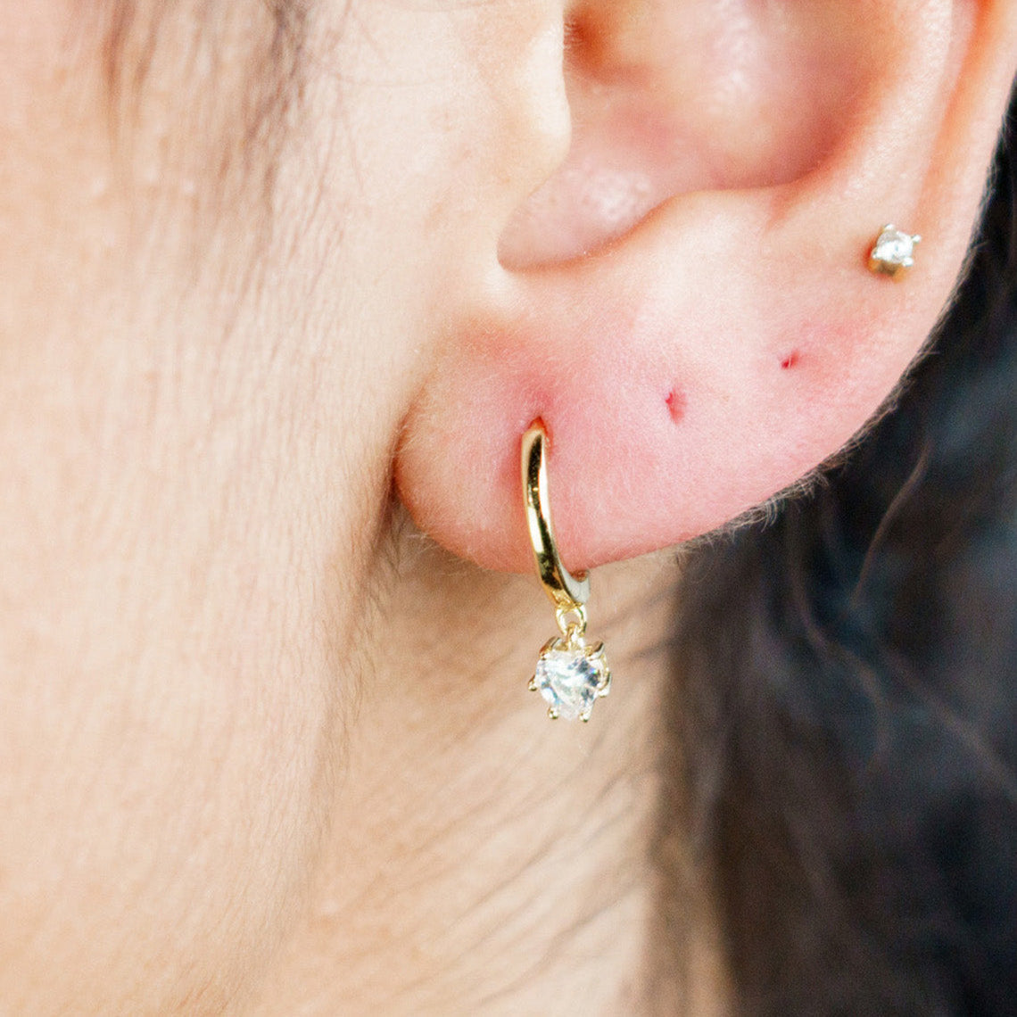 Georgini Midnight Velvet Baby Heart Hoop Earrings Gold