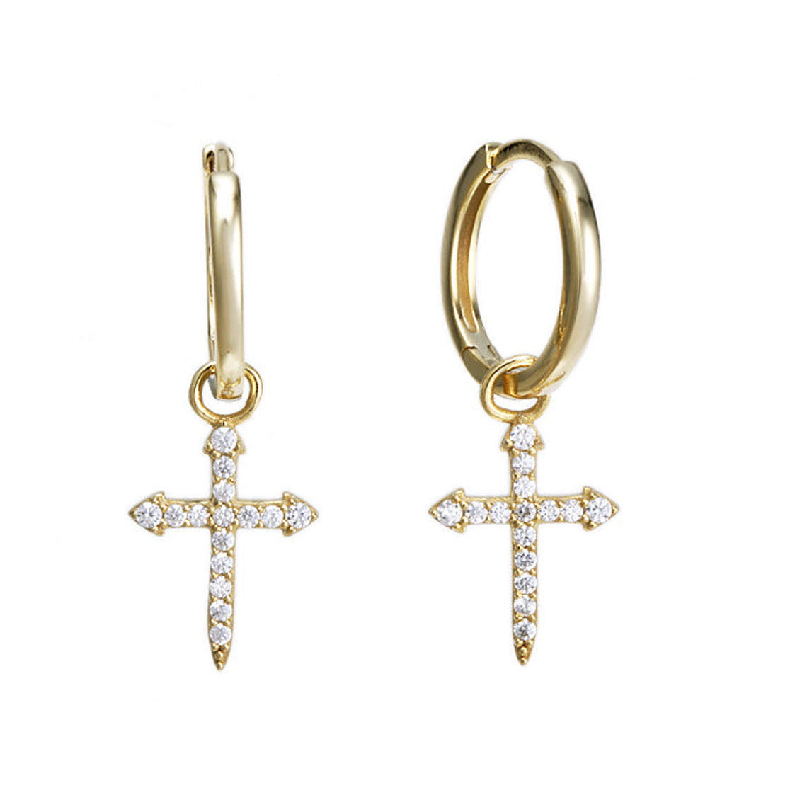 A Christmas Journey Cross Hoop Earrings Gold
