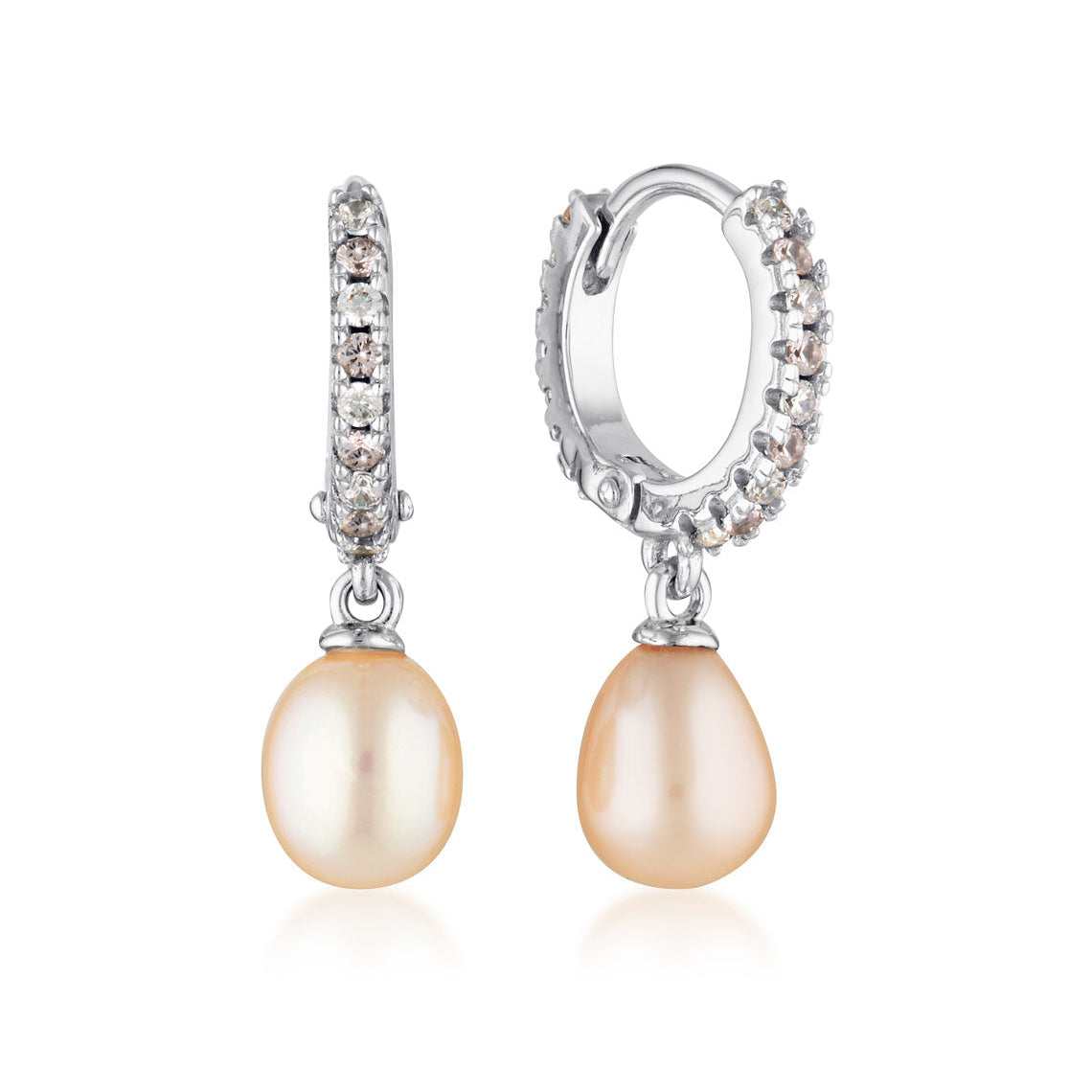 Georgini Bondi Pink Freshwater Pearl Earrings Silver