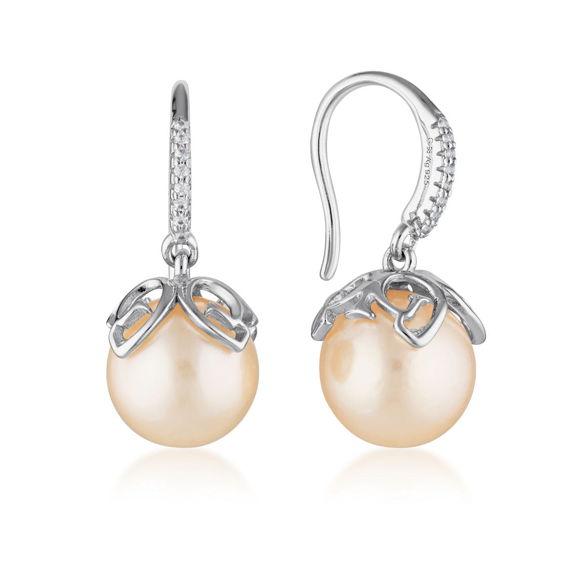Georgini Palm Cove Pink Freshwater Pearl Earrings Silver