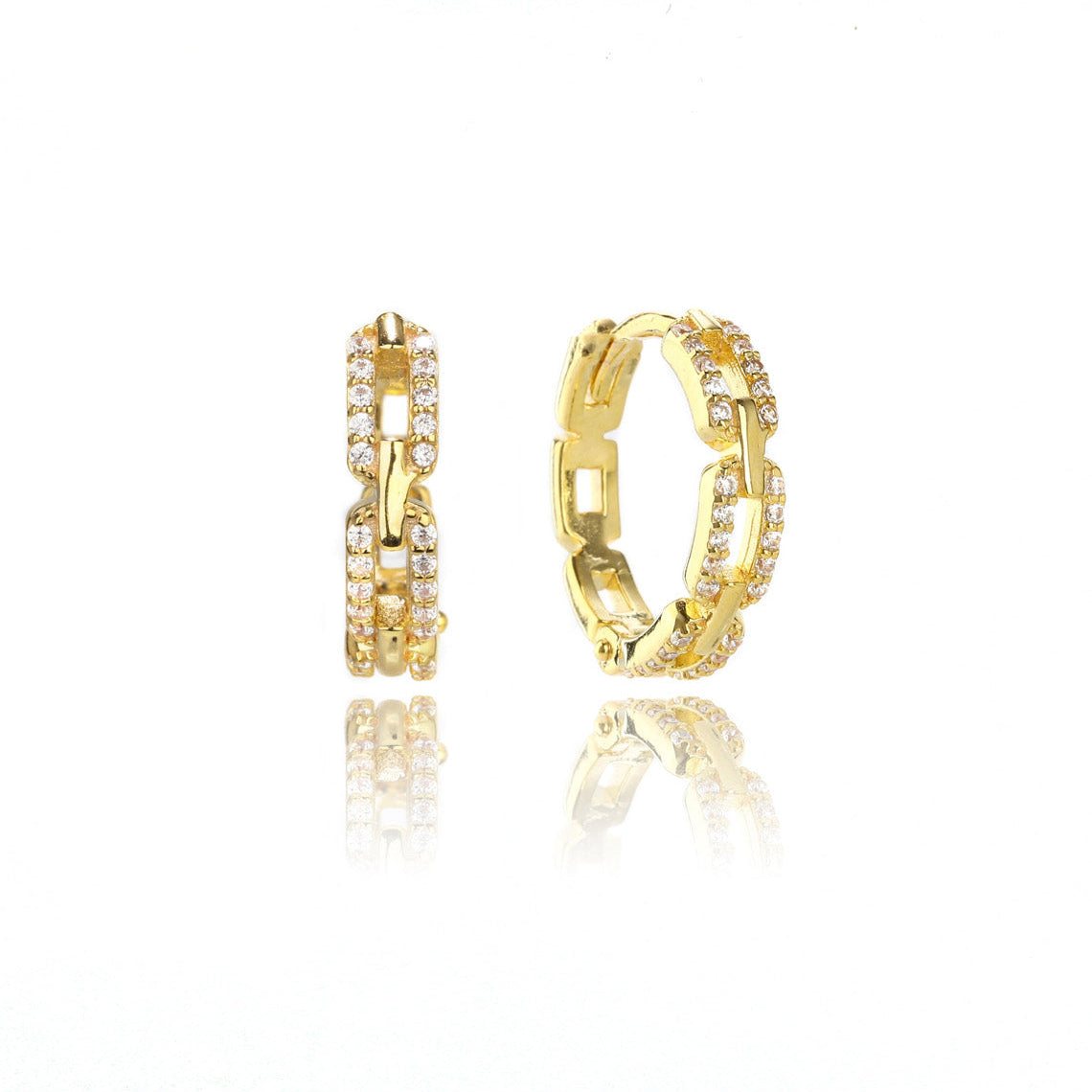 Goddess Link Hoop Earrings Gold