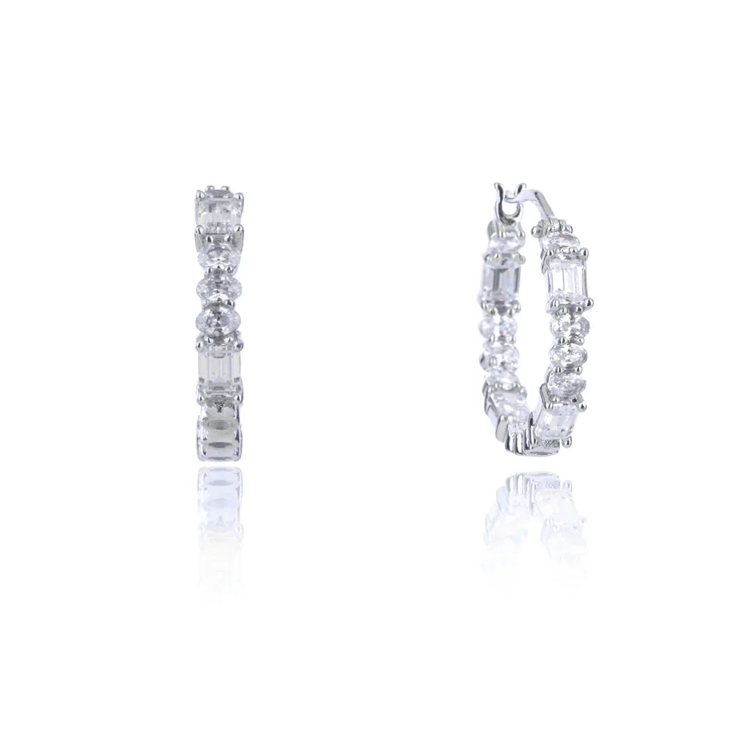 Georgini Gifts Baguette Inside Out Earrings Silver Small