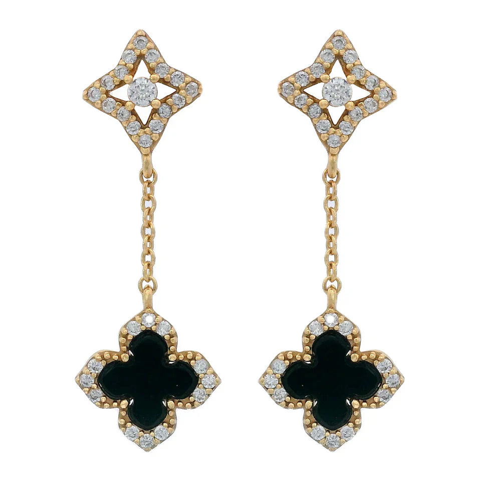 Georgini Midnight Velvet Black Agate Fairwater Drop Earrings Gold