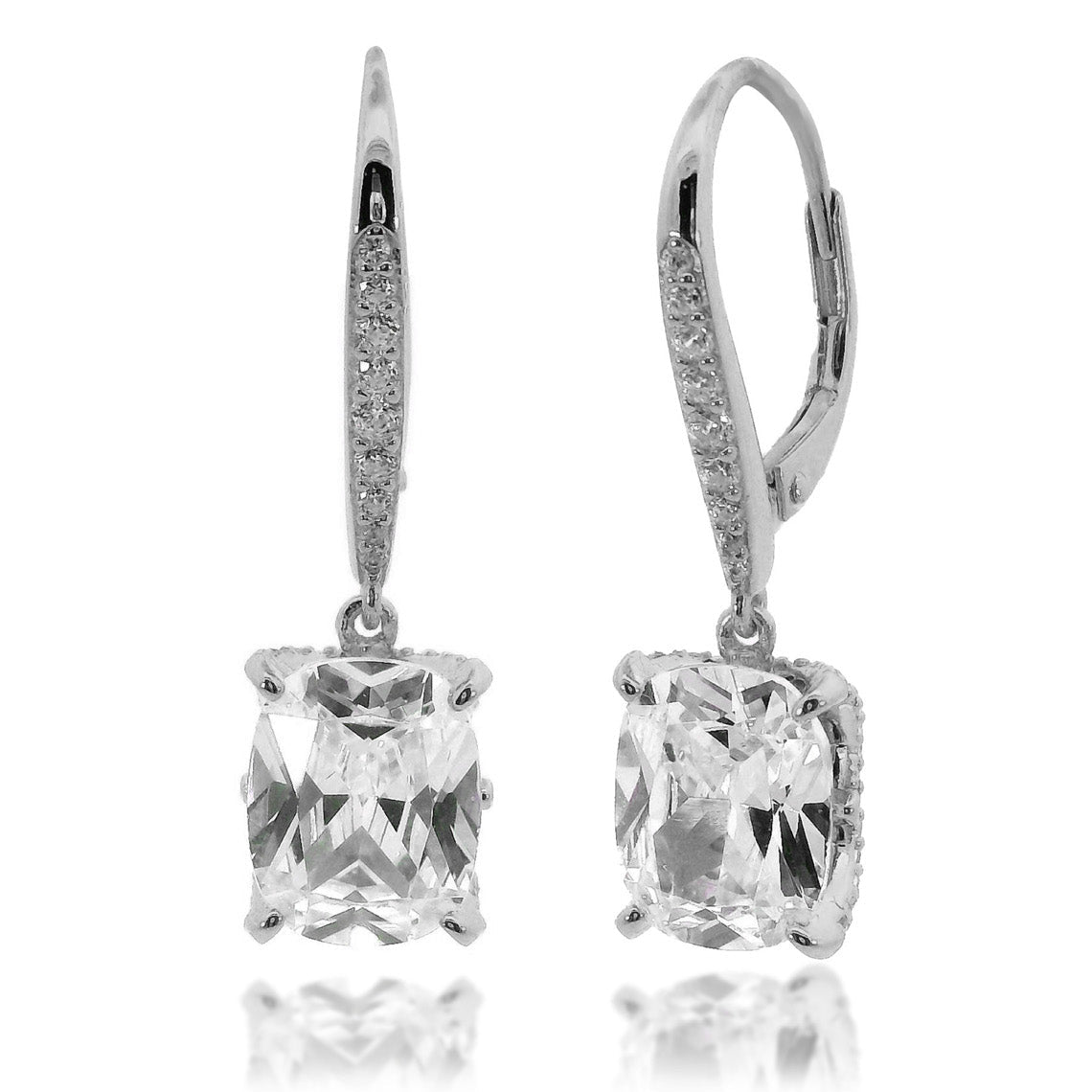 Georgini Sydney Soiree  Elaine Cushion Cut Drop Earrings Silver