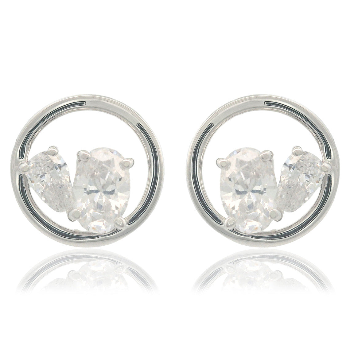 Chic Noel Toi Et Moi Circle Earrings Silver