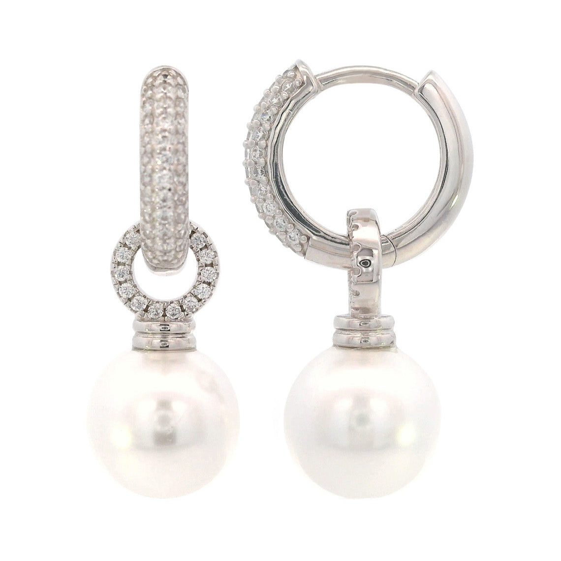 Adagio Duo Hoop Pearl Earring Silver
