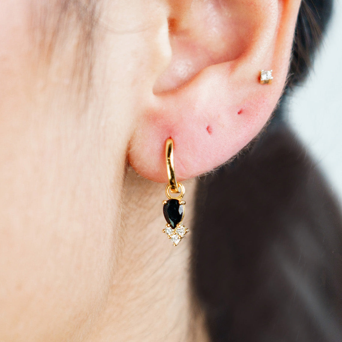 Georgini Midnight Velvet Asteria Hoop Earrings Black And Gold