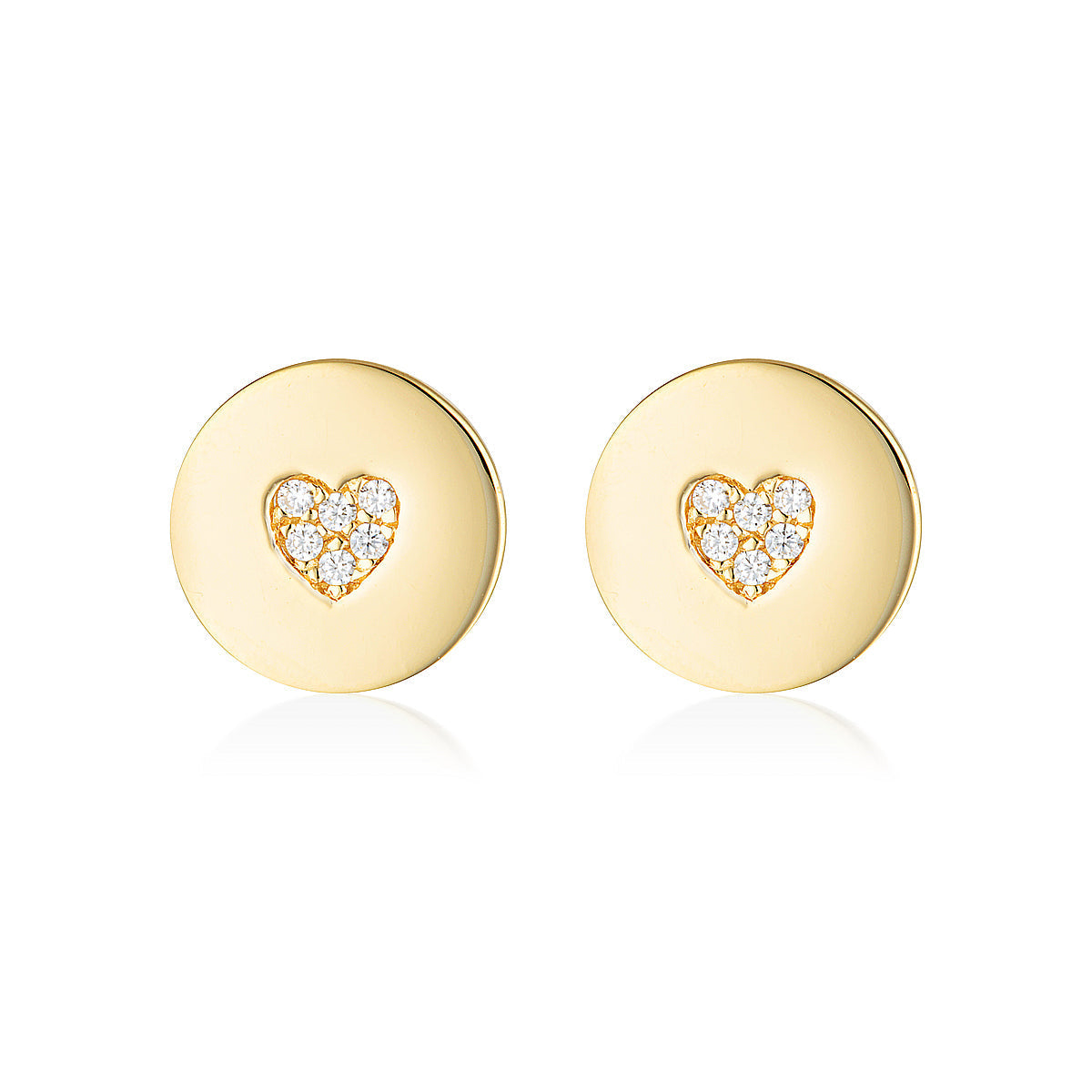 Rock Star Heart Disc Gold Earrings
