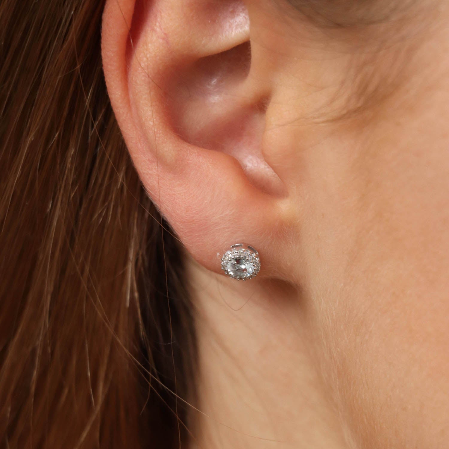 Aquamarine Stud Earrings with 0.05ct Diamond in 9ct White Gold