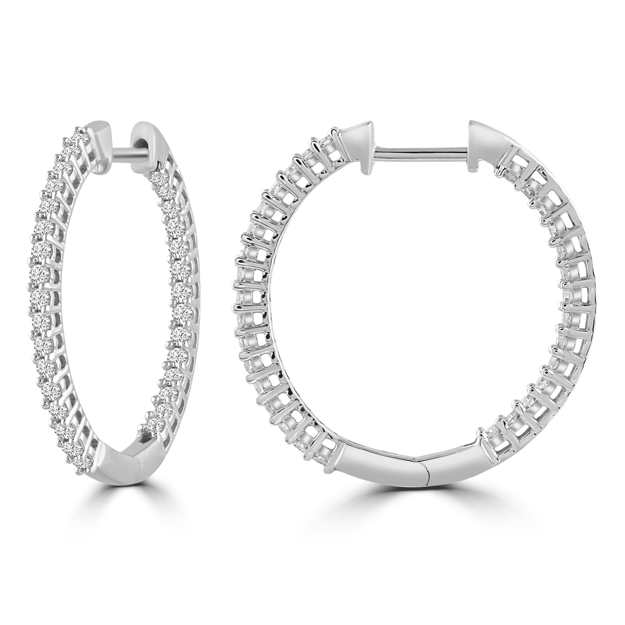 Inside Out Hoops with 0.25ct Diamonds in 9ct White Gold