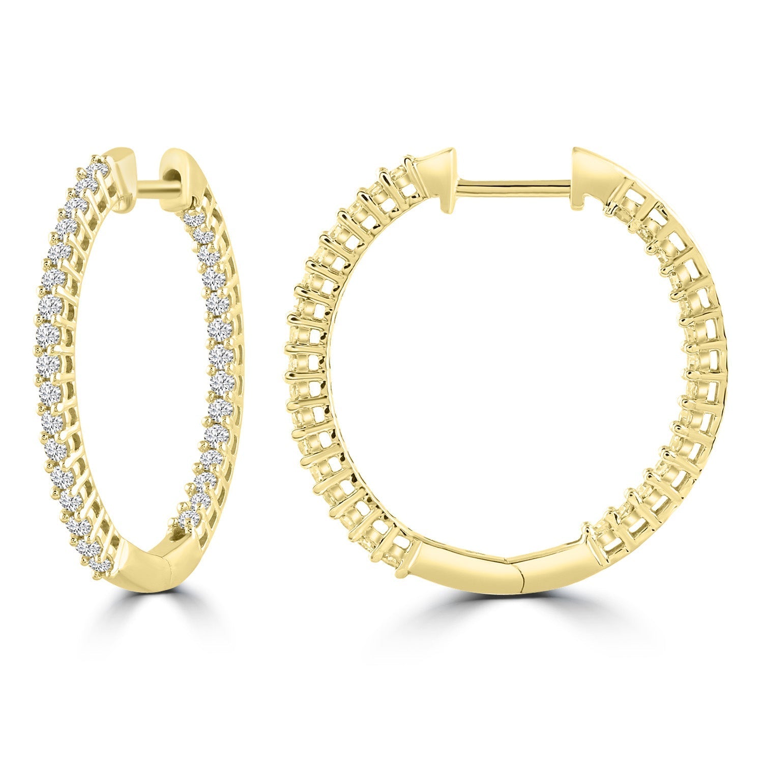 Inside Out Hoops with 0.25ct Diamonds in 9ct Yellow Gold