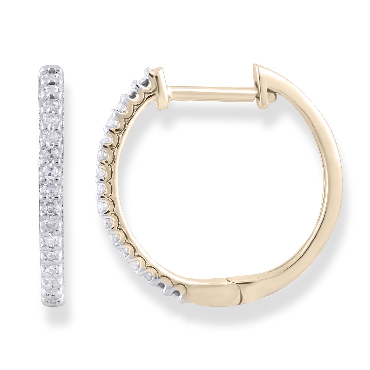 Hoop Earrings with 0.10ct Diamonds in 9ct Yellow Gold