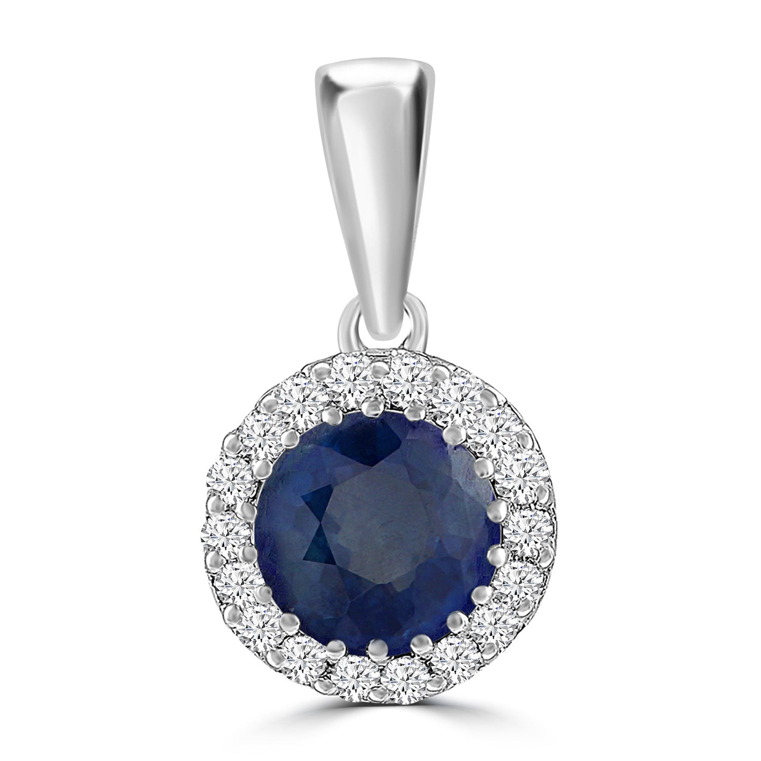 Sapphire Pendant with 0.03ct Diamonds in 9ct White Gold
