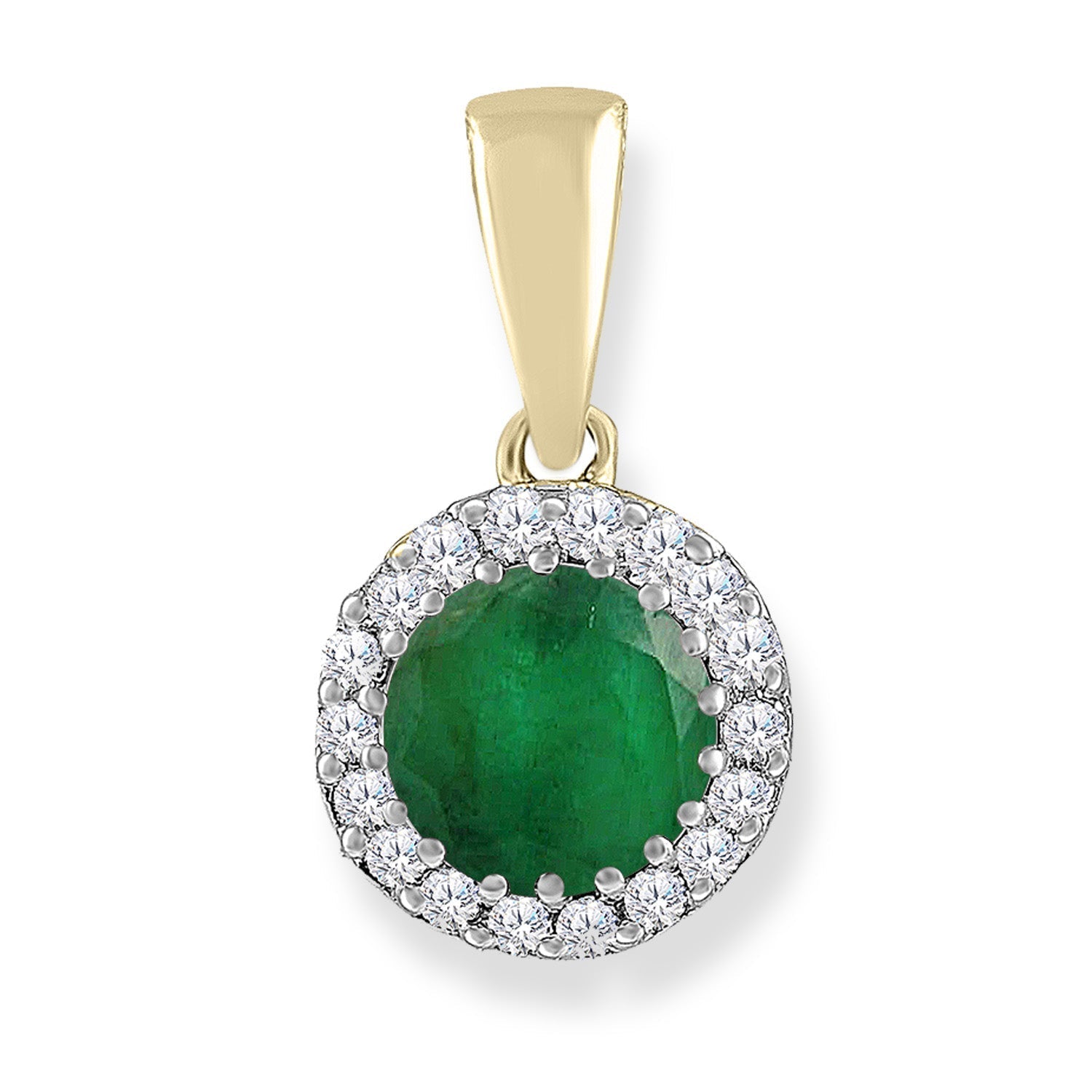 Emerald Pendants with 0.03ct Diamonds in 9ct Yellow Gold