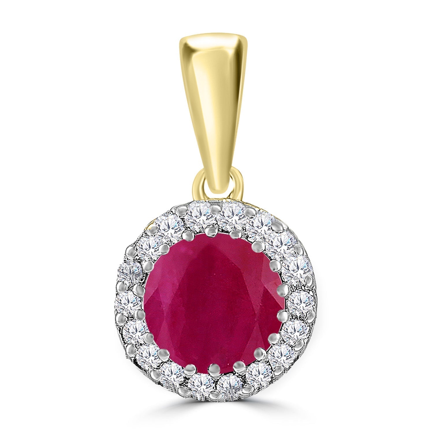 Ruby Pendant with 0.03ct Diamonds in 9ct Yellow Gold