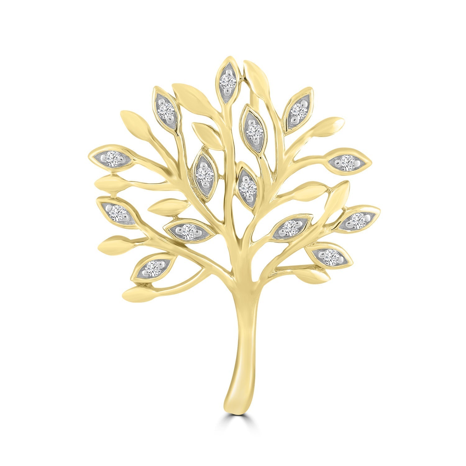Tree Pendant with 0.05ct Diamond in 9ct Yellow Gold