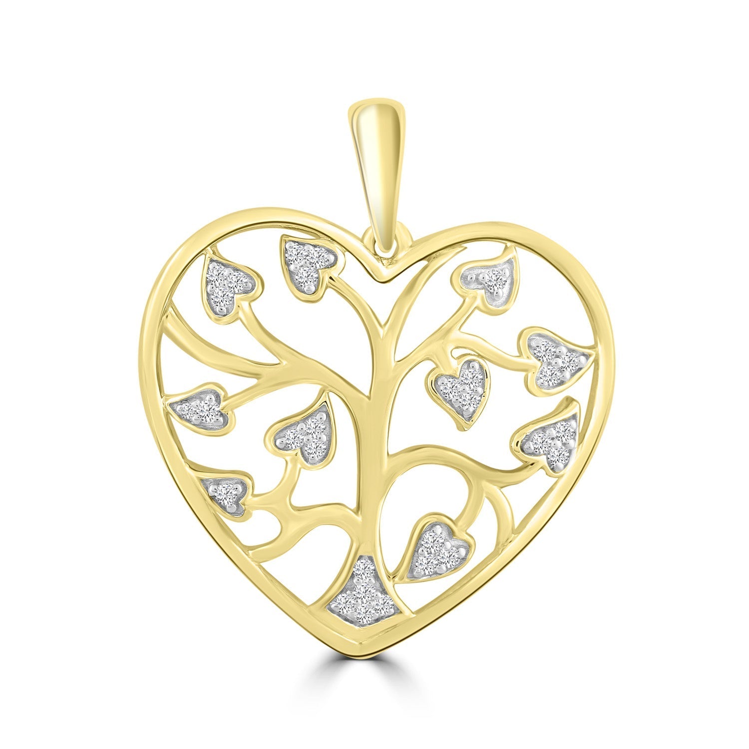 Tree Of Life Pendant with 0.10ct Diamond in 9ct Yellow Gold