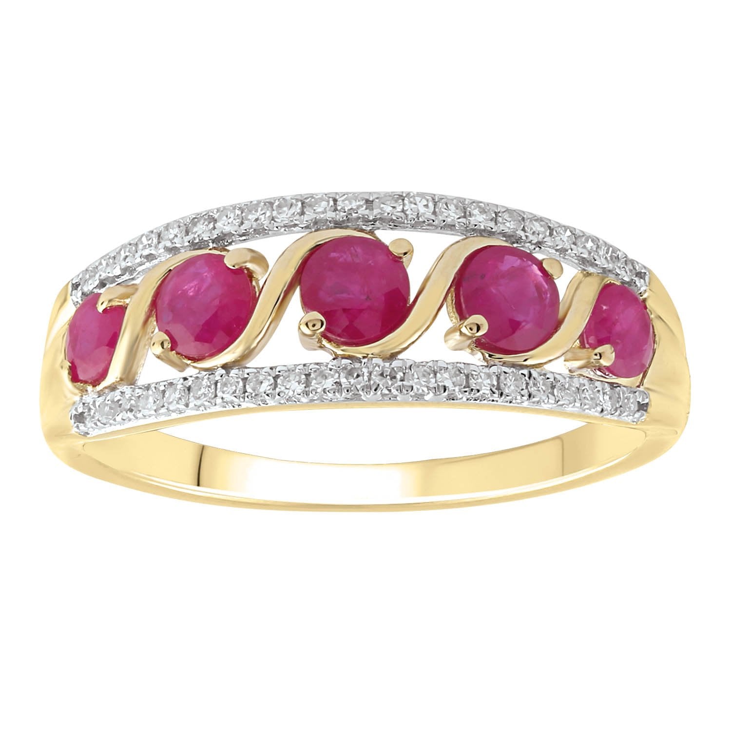 Ruby Ring with 0.15ct Diamonds in 9ct Yellow Gold