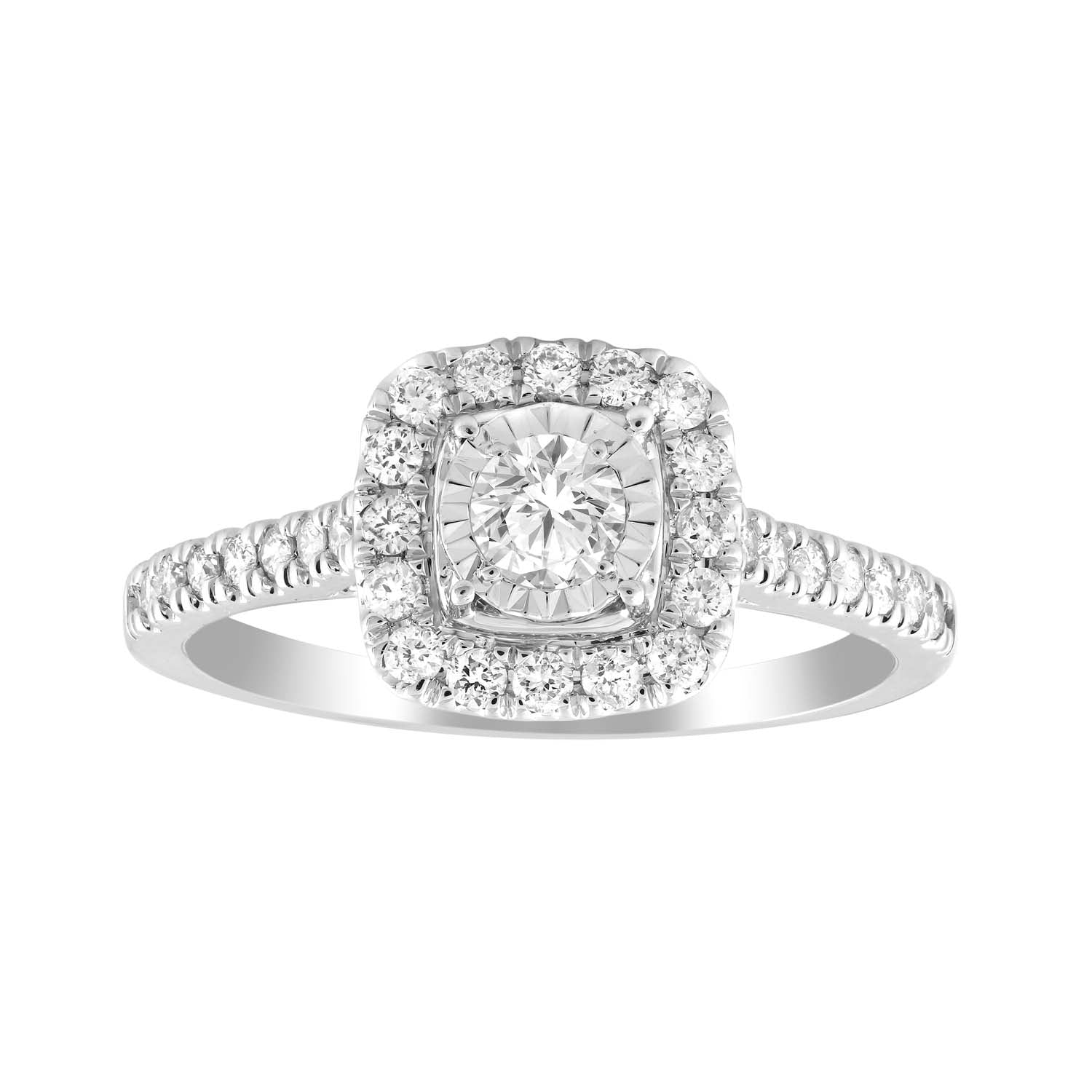 Cluster Ring with 0.50ct Diamond in 9ct White Gold